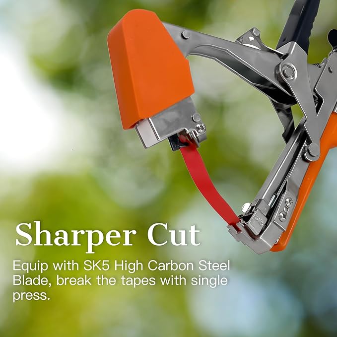 Plant Tying Machine Stainless Steel Vine Tying Machine Tool with 10 Rolls for Efficient Plant Support Gardeners Farmers(Orange)