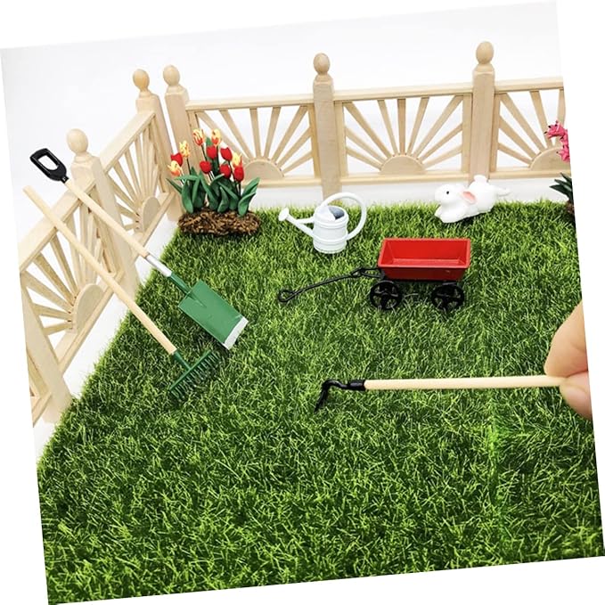 4 Sets Mini Gardening Tool Model Charming Mini House Garden Decor Accessory for Fairy Garden Kit for Dollhouse and Micro Landscape DIY Fun