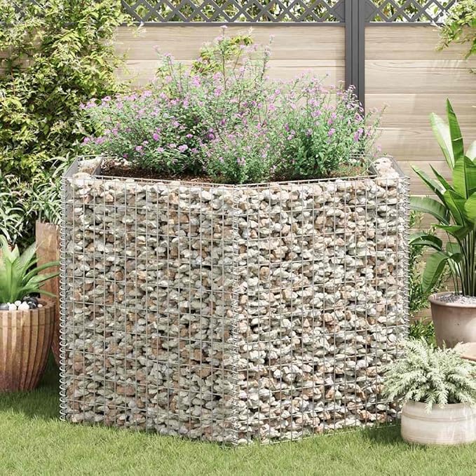 YAFF Hexagonal Gabion Raised Bed 63x55.1x39.4 - Galvanized Steel Garden Bed for Outdoor Landscaping and Decoration