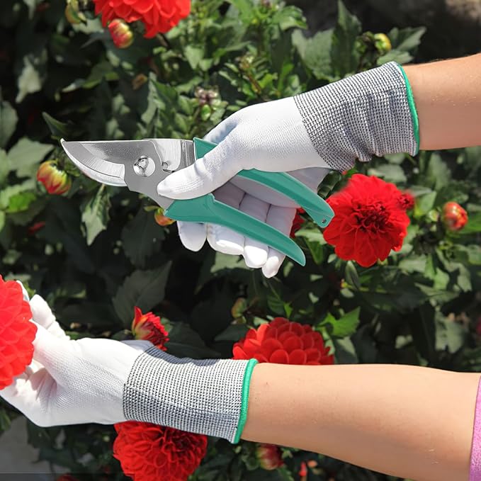 jojofuny Gardening Tool Set with Rake and Outdoor Shovel 10pcs Portable Garden Tools Kit with Pruning Shears and Carrying Case for Planting and Yard Work