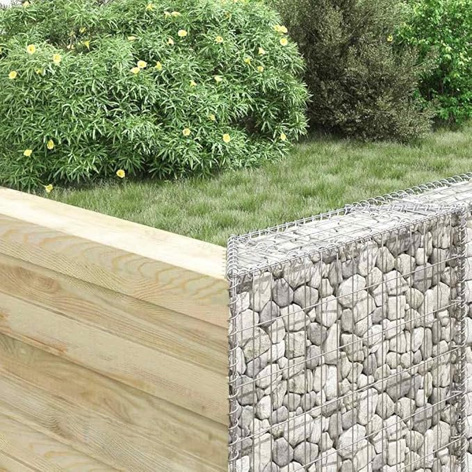 Gabion Raised Garden Bed Silver Galvanized Steel Trapezoidal Outdoor Planter Box 31.5x31.5x39.4 Inch Weatherproof Metal Planters for Outdoor Plants