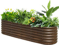 SnugNiture 8x2x2ft Raised Garden Bed Kit 24 Tall Outdoor Metal Raised Planter Box for Planting Plants Vegetables Flowers Fruits Brown
