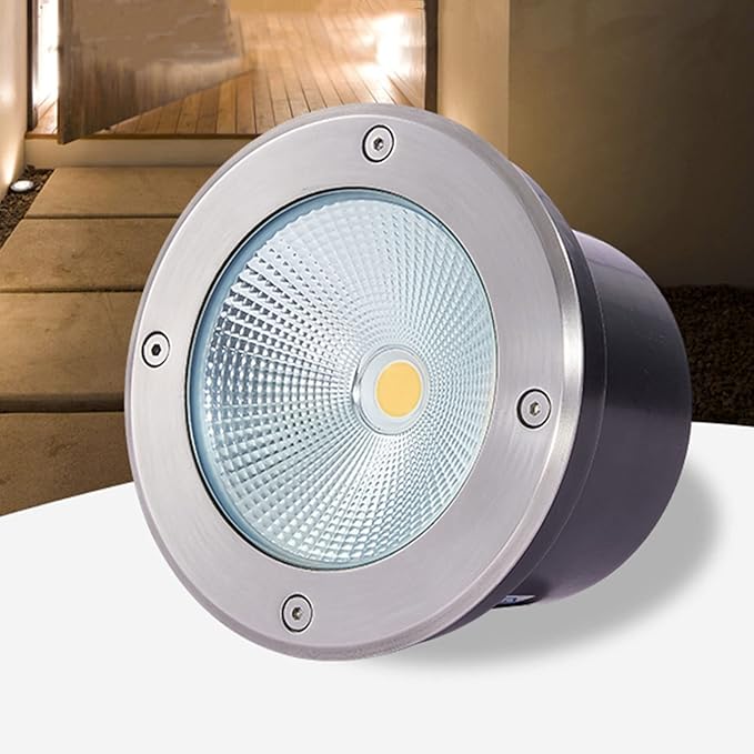 Outdoor Recessed Ground Light COB Round Embedded Underground Light IP66 Waterproof LED Garden Landscape Lights for Pathway Patio Bridge Driveway Decorative Spotlight AC85-110V
