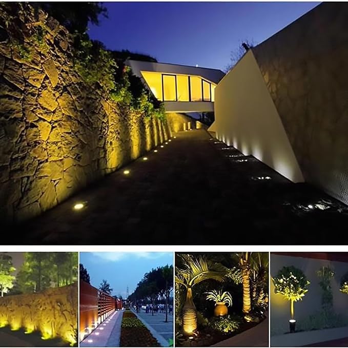 LED Landscape Lamp - Outdoor Buried Lights AC 24V Low Voltage Recessed Spotlight 15° Adjustable Angle Floor Lamp IP67 Waterproof Ground Light Garden Courtyard Underground Light