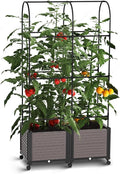 Raised Garden Bed Planter Box with Trellis 72.8'' Tomato Planters for Climbing Plants Vegetable Vine Flowers Outdoor Patio Tomato Cage Self Watering Planter with Wheels