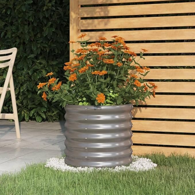 Garden PlanterGarden DecorationBackyard Raised BedsFreestanding PlantersGardening AccessoriesHerb Plantersfor BalconiesTerracesGardensPowder-Coated Steel 15.7x15.7x14.2 Gray