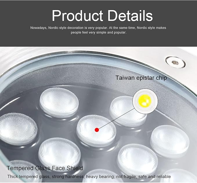 2Pcs Outdoor Buried Lights - Ground Led Landscape Lamp Ip66 Waterproof Led Spotlights Garden Buried Lights Outdoor Round Recessed Ground Spotlight for Patio Walkway -Red-12W