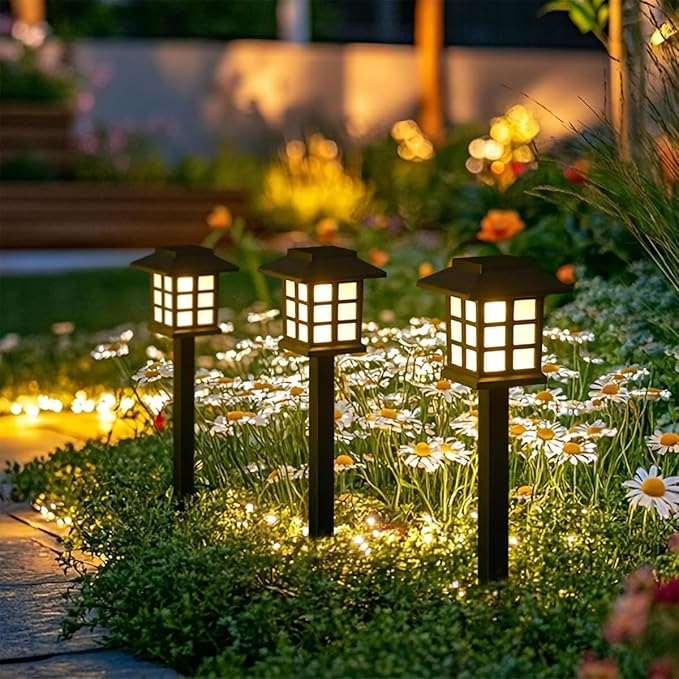 Outdoor Warm Light Solar Rechargeable Landscape Garden Lights Suitable for Roads Courtyards and Decks (8 pcs)