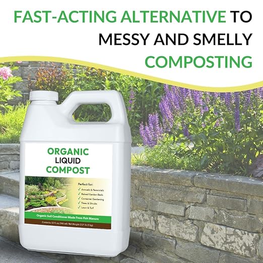 Organic Liquid Compost + Pump: Fast-Acting Alternative to Messy and Smelly Composting | Perfect for Brewing Compost Teas (1 Gallon + Pump Treats Up to 20000 Sq.Feet)