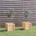 15.7in Rustic Pine Raised Garden Box Set of 2 Untreated Solid Wood Elevated Planter for Balcony Patio Indoor Outdoor Use Square Large Outdoor Planters for Herbs Flowers Veggies