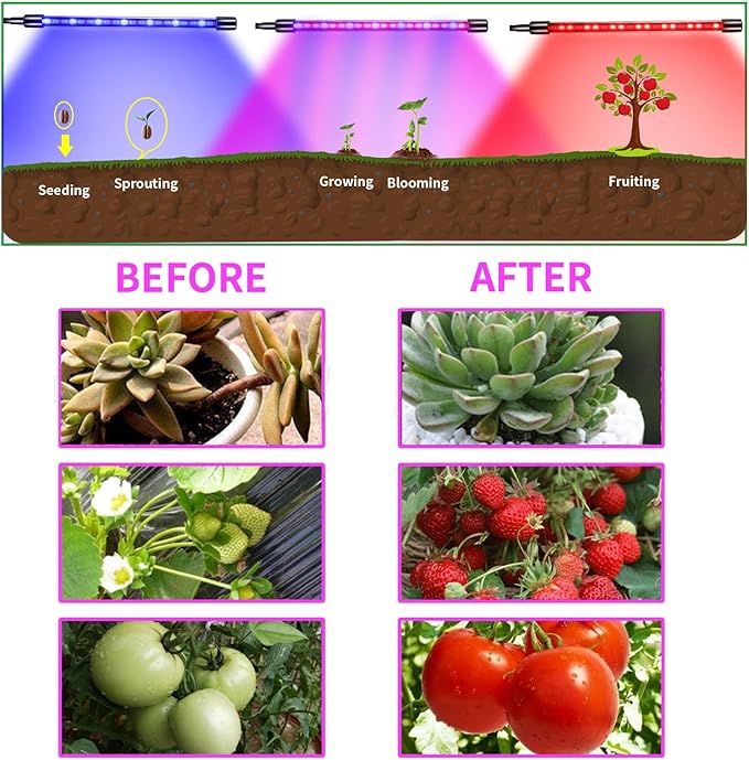 Grow Light Plant Lights for Indoor Plants2 Heads LED Grow Light with Full Spectrum &amp Red Blue Purple Spectrum for Indoor Plant Growing Lamp3/9/12H Timer 10 Dimmable Levels (Both-Head)