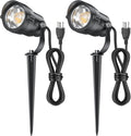 HIBOITEC 12W Spot Lights Outdoor 110V to 120V Landscape Lighting Waterproof Spotlight with 4.9ft 3-Plug LED Plug in Landscape Lights for Yard Gardern Decorations 5000K 2Packs