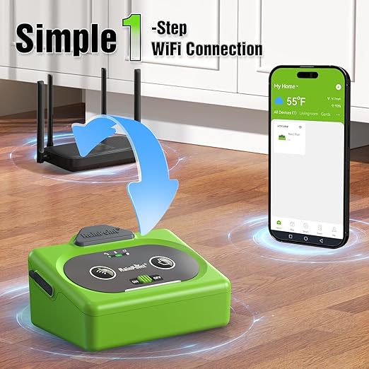 RAINPOINT Direct WiFi Automatic Plant Waterer SystemAPP Control WiFi-Enable Smart Indoor Drip Irrigation KitRechargeable Battery Backup Local Storage Push&ampEmail Notification Water 10-15 Plants