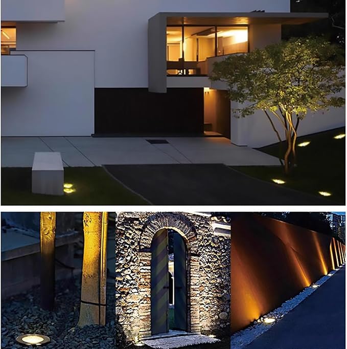 Outdoor Landscape Lights - LED Underground LightRound Recessed Spotlight IP67 Waterproof Tempered Glass Floor Light Thickened Integrated ABS Embedded ShellBlue-3W
