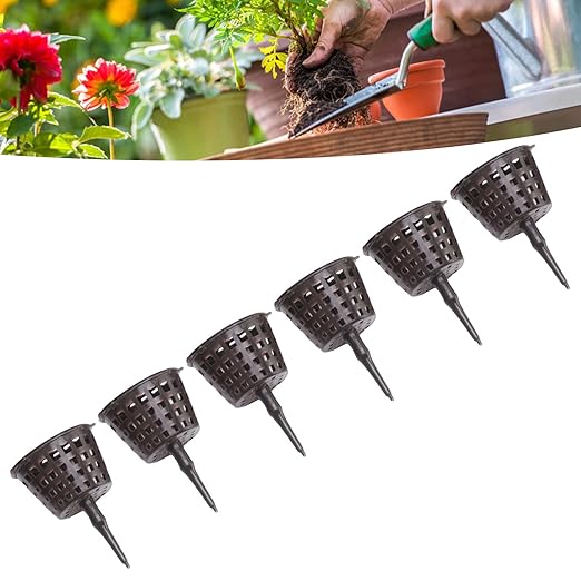 100PCS Plastic Fertilizer Mesh Basket Lid Planting Fertilizer Net Pot Garden Fertilizer Basket Garden Nutrition Cups for Garden Yard (Small Size with Lid)