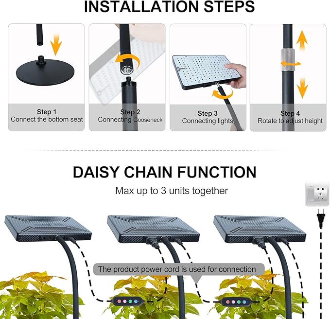 Tabletop Grow Lights for Indoor Plants 25 Watt Bright Natural Sunlight Full Spectrum Plant Growing Lamps for Houseplants &amp Bonsai 4/8/12/16/20H Timer Plant Light Auto On/Off Everyday