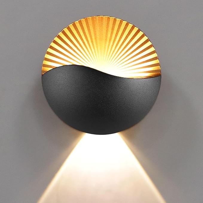 Creative LED Wall Sconce Lights Up Down Aluminium Waterproof IP65 LampIndoor Outdoor for Bedroom Living Room Bathroom Porch Hallway Stairs(Black-Warm1PCS-7W(85-265V))