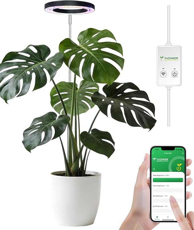 Plant Grow Lightyadoker Smart Plant Light Compatible with AlexaGoogle for Indoor PlantsHeight AdjustableCustomized Light BrightnesssMultiple Timers