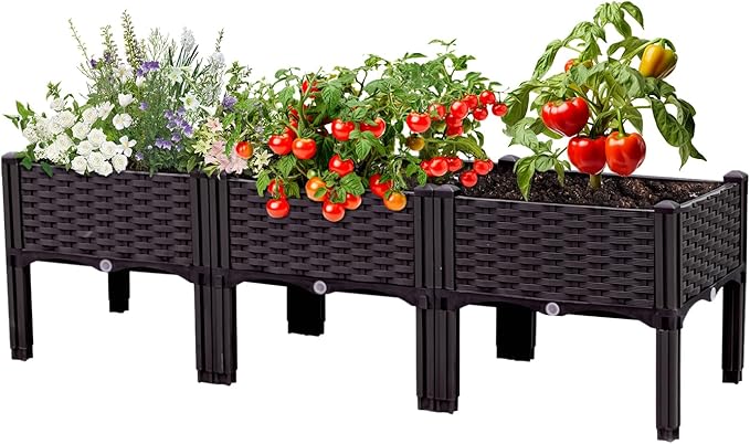 Raised Garden Bed with Legs Large Planter Box Raised Garden Beds Outdoor Rectangular Elevated Planter Box for Gardening Vegetables Flowers Fruits and Plants 47.2(L) x 15.7(W) x 14.5(H)