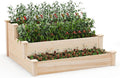 Giantex 3-Tier Raised Garden Bed Tiered Planter Box w/Open-Ended Base Fir Wood Elevated Raised Beds for Gardening Vegetable Flower Herb Fruit Perfect for Patio Lawn Backyard