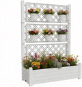 5.3' Tall Raised Garden Bed with Trellis Self Watering Planter Box for Outdoor Climbing Plants Resin Garden Lattice for Vegetables Flowers Tomato &amp Vine with Drainage Holes (Ashen 1 PC)