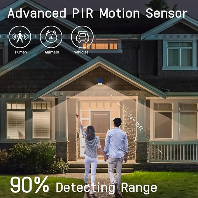 Solar Spot Lights Outdoor Motion Sensor IP65 Waterproof Bright 2-in-1 Solar Wall Lights Auto On/Off LED Solar Landscape Spotlights for Garden Yard Pathway Driveway Walkway