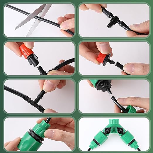 VIHOSE 328 FT Drip Irrigation System Kit 1/4 Blank Distribution Tubing Automatic Garden Watering Sprinkler System Sprinkler Kit for Garden Raised Bed Greenhouse Yard Lawn Plant Misting System