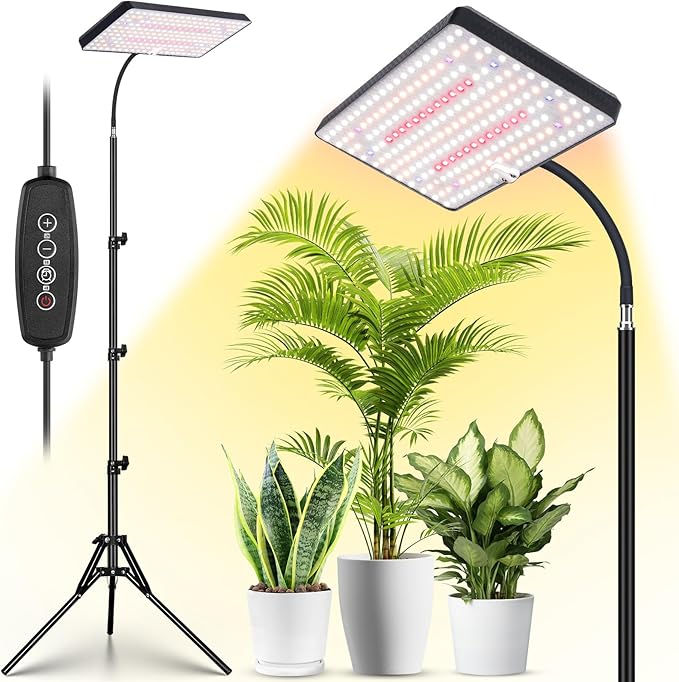 LBW Grow Lights for Indoor Plants Full Spectrum with Stand214 LEDs Standing Plant Lights for Indoor GrowingFloor Grow Plant Lamp with 4/8/12H Timer6 Brightness Levels75 Adjustable Tripod