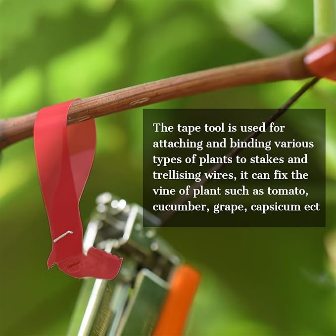 Plant Tying Machine Stainless Steel Vine Tying Machine Tool with 10 Rolls for Efficient Plant Support Gardeners Farmers(Orange)