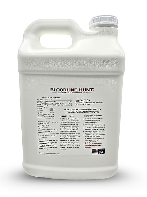 FASSTLIME Liquid Lime - 2.5 Gallons - Food Plot Lime - Lawn and Garden Lime- Easy to Spray - 1 Jug Treats 1 Acre