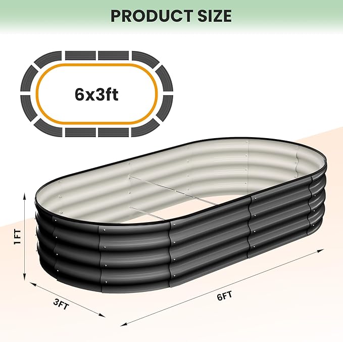 6x3x1FT Galvanized Raised Garden Beds Large Raised Beds for Gardening Above Ground Garden Bed Outdoor Metal Planter Boxes Outdoor for Vegetables Flowers Fruits Dark Grey 2 Pcs