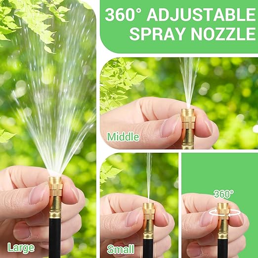 49.21FT Drip Irrigation System 360° Adjustable Sprinkler Irrigation Kit Plant Mister System for Garden Watering