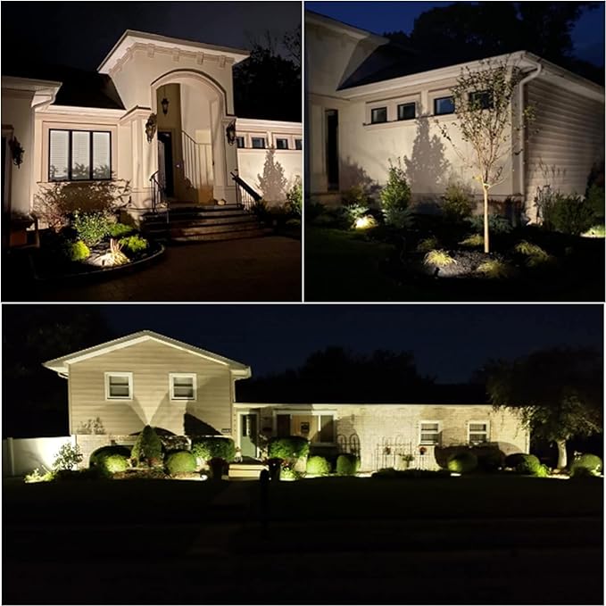 VENUS MANUFACTURING 8 Pack Low Voltage Wall Wash Lights 12V LED Landscape Lighting 18 Watt 600 Lumen Flag Light 2700K Warm White Metal Outdoor Spotlight Black Trees Light for Garden &amp Yard