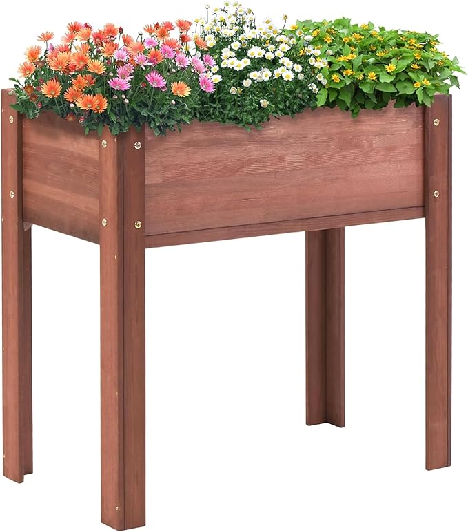 31x31x16 inch Raised Garden Bed with Legs Elevated Wooden Planter Box for Outdoor Plants Flowers Fruits Vegetable Herb Growingg