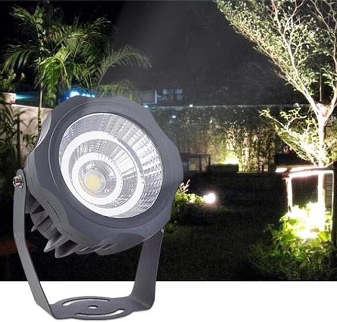 LED Spotlight - Led Beam Light AC 220V Round COB Landscape Lights Ip67 Waterproof Landscape Lighting Tree Lights 180° Adjustable Bracket Utdoor Lawn Spotlight Easy Installation