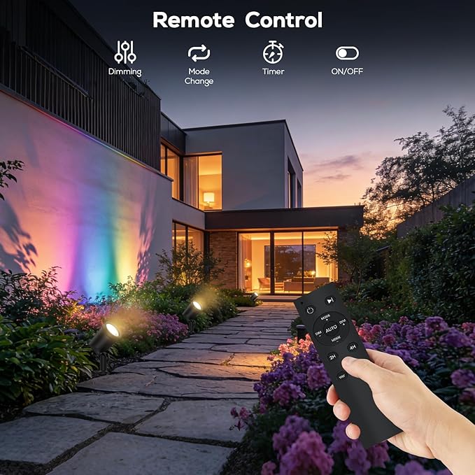 SUNTHIN 4 Pack Smart Landscape Lights RGBW Color Changing Landscape Lights with Remote Compatible with Alexa and Google Home IP65 Waterproof for Garden Yard Lawn Wall Tree Fence(6W/ Light)