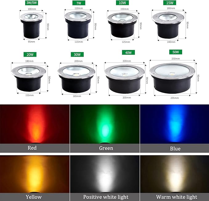 LED COB Underground Path Light Round Landscape In-ground Lights IP65 Waterproof Spotlight for Yard Garden Driveway Deck Porch Pathway