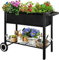 Raised Garden Bed with Legs for Outdoor Plants Standing Elevated Planter Box Cart on Wheels for Vegetables Flower Herb Patio Black