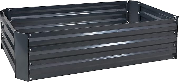 Sunnydaze 48-Inch Galvanized Steel Raised Garden Beds - Rectangle Planter for Vegetables and Flowers - Dark Gray - Set of 2