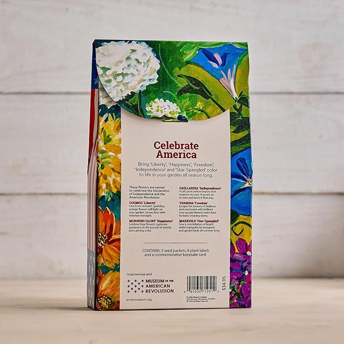 Burpee 'The Declaration Bouquet' Seed Collection – 5 Seed Flower Varieties Celebrating The Declaration of Independence and The American Revolution with Plant Labels &amp a Commemorative Keepsake Card