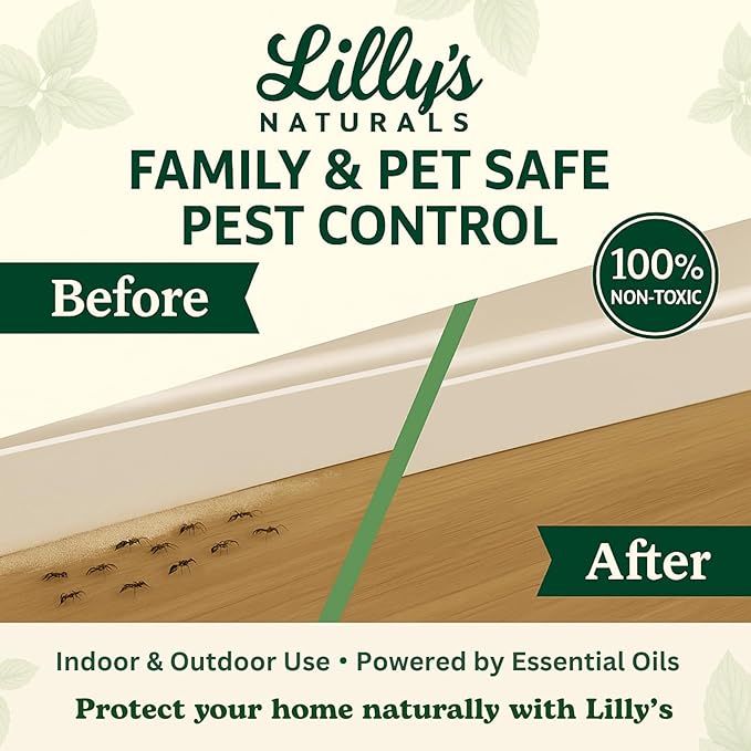 Diatomaceous Earth Food Grade with Peppermint Oil Crawling Insect Killer | Indoor Pest Control Powder for Bed Bug Roach Ant Fleas | Lilly's naturals 12 fl oz