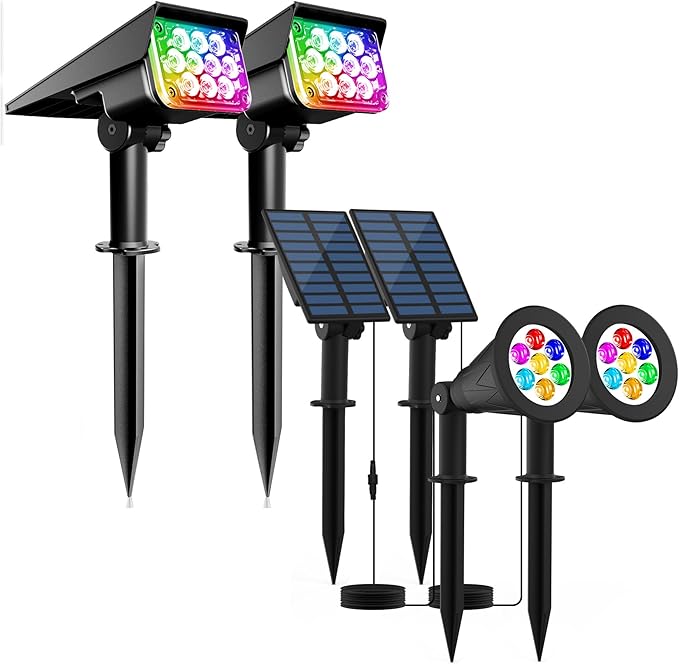 T-SUNUS Solar Color Landscape Spotlights IP65 Waterproof Solar Powered Spot Light Wall Lights Outdoor Solar Landscaping Light for Yard Garden Driveway Porch Walkway Pool Patio