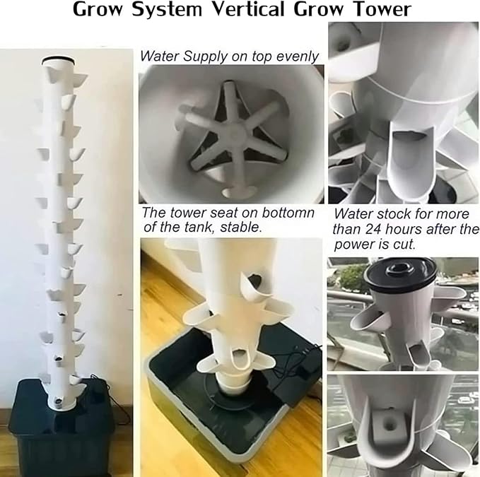Hydroponics GrowingIndoor Grow with Hydrating Pump and Timer Cultivation Grow Tower 15 Floors 45 Plants Sites Aero