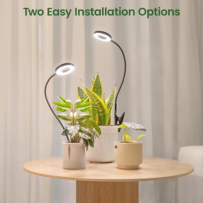 LORDEM Indoor Plant Grow Lights with 6/8/12/16H Auto Timer 3 Spectrum Modes Full Spectrum LED Adjustable Height for Small Plants 3Pack Black