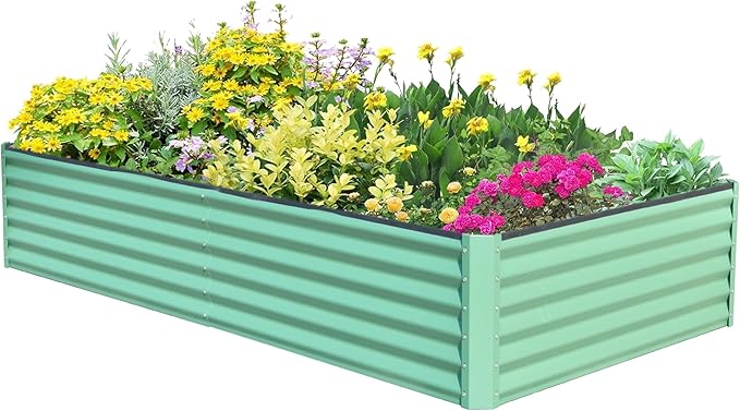 Galvanized Raised Garden Beds Outdoor 6x3x1.5Ft Planter Raised Beds Rot-Resistant Deep Root Planter Box for Vegetables Flowers and Succulents Green