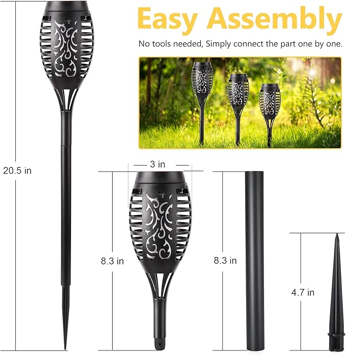 Solar Torch Lights Outdoor Flickering Flame Effect Waterproof Green Flame Landscape Path Garden Decoration 20 Inches (8)