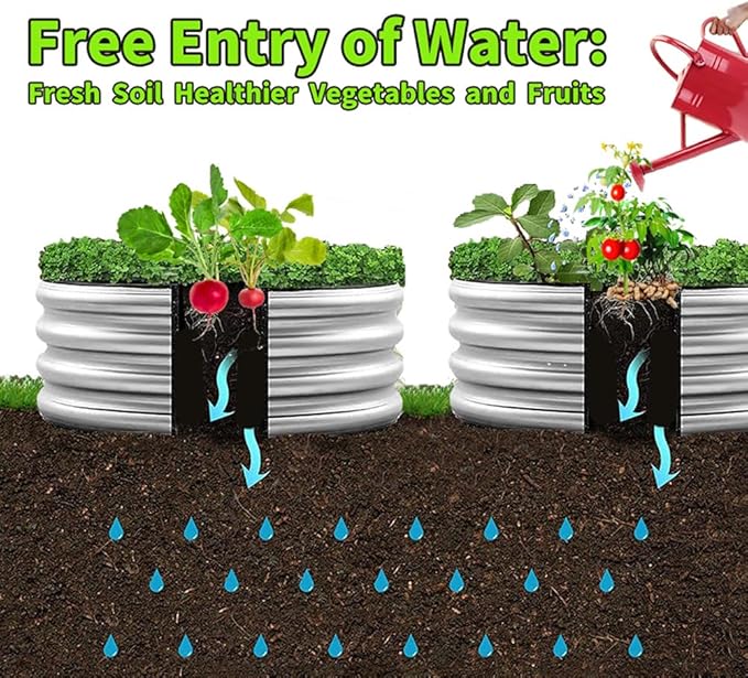 3 ft Galvanized Steel Raised Garden Bed Large Outdoor Metal Planter Box Big Flower Plant pots for Patio Backyard Porch Deck Planting Flowers Vegetables and Herbs (Silver 3 ft)