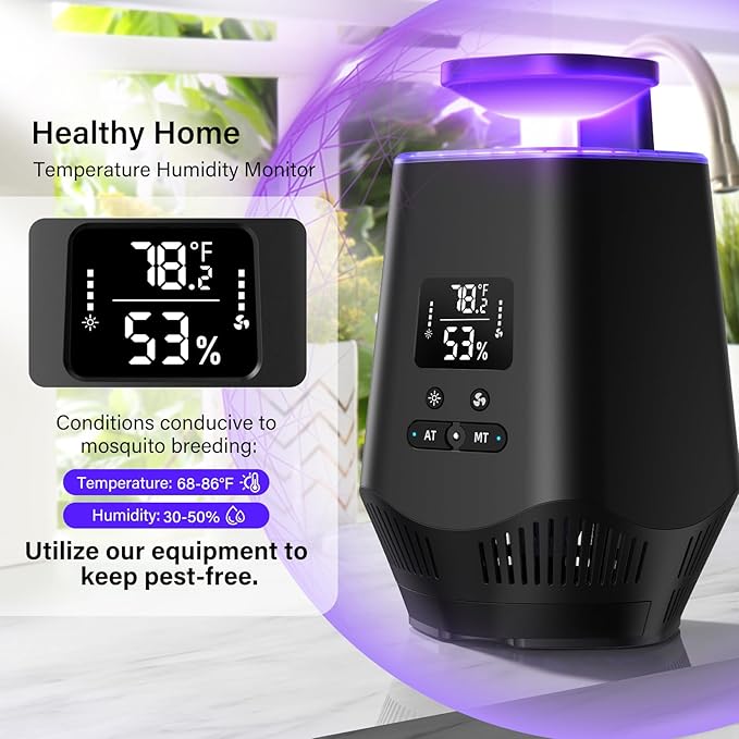 Fruit Fly Traps for Indoors Smart Fly Trap Indoor Bug Zapper Gnat Traps for House Indoor with Temperature and Humidity Sensor 10PCS Sticky Boards Black 02