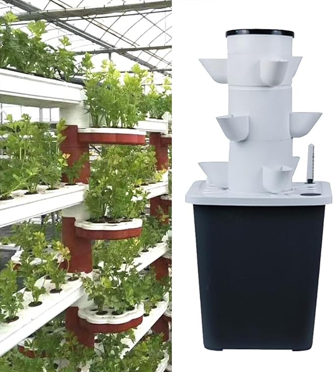 Hydroponics Tower Garden Hydroponic Growing System Aeroponics Growing Kit for Herbs Fruits and Vegetables Adapter Net Pots Timer for Herbs Fruits and Vegetables (Color : 15holes)