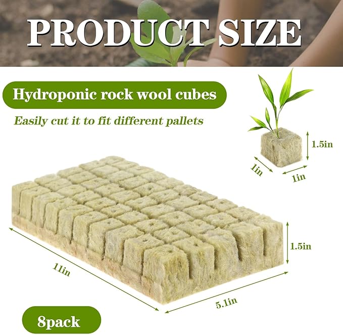 400Pcs 1inch Rockwool Cubes for Hydroponic Rockwool Grow Cubes Starter Plugs for Seed Starter Soilless Cultivation Hydroponics Soilless Culture Plant Propagation Cuttings